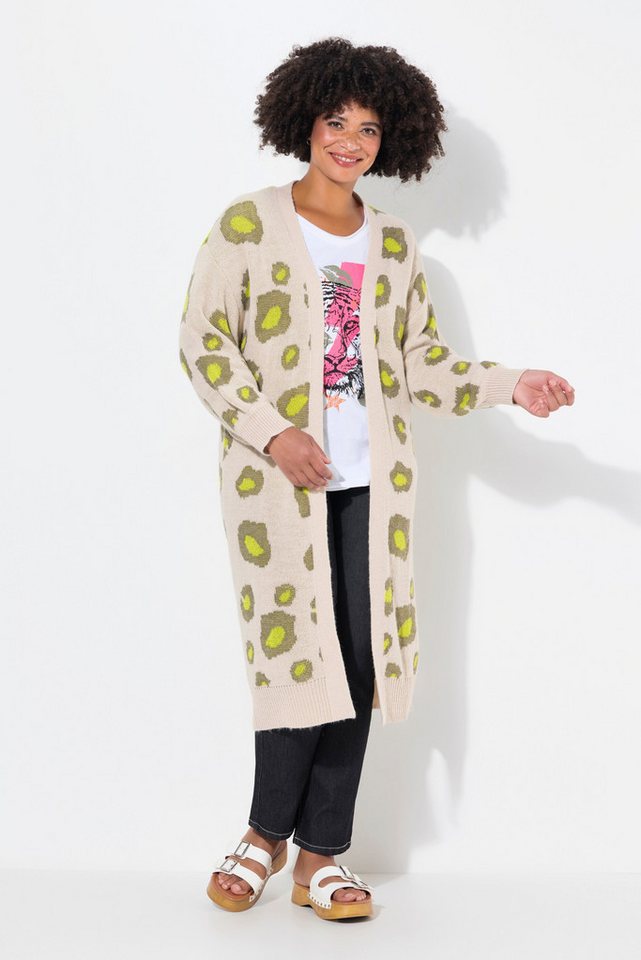 Angel of Style Strickjacke Long-Strickjacke Color Animalmuster offene Form von Angel of Style