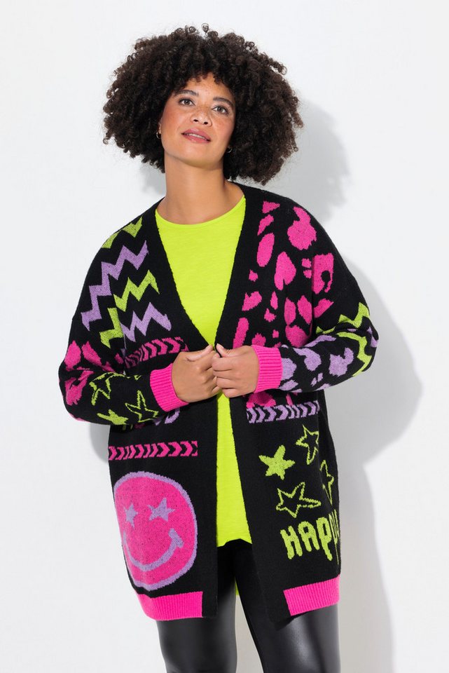 Angel of Style Strickjacke Long-Strickjacke Smiley-Mustermix offene Form Angel of Style Strickjacke Long-Strickjacke Smiley-Mustermix offene Form von Angel of Style