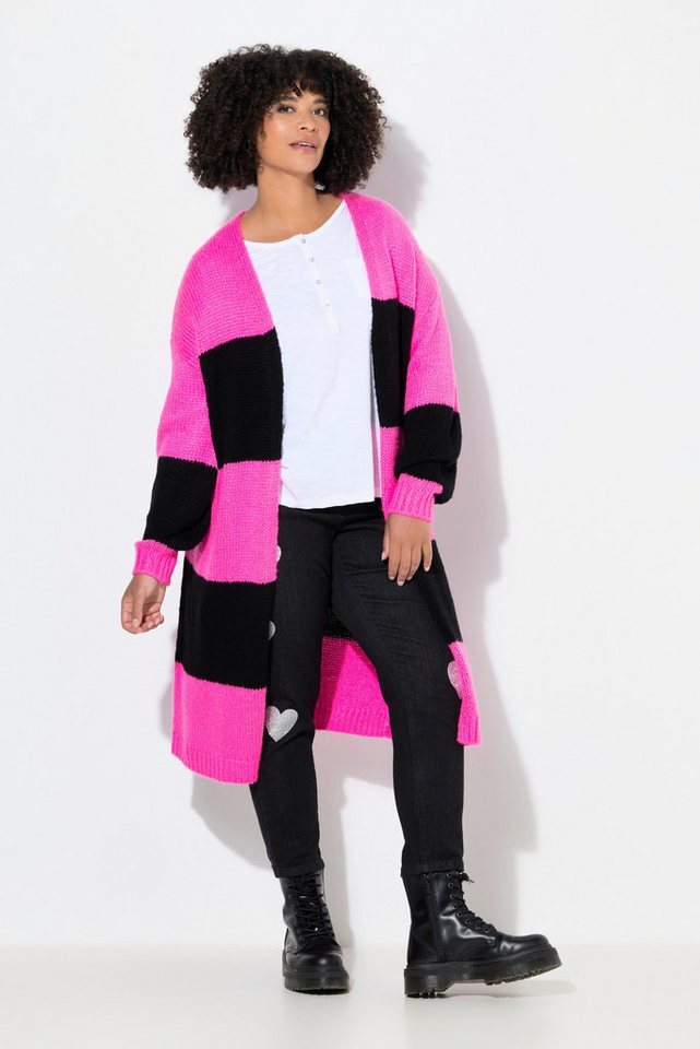 Angel of Style Strickjacke Long-Strickjacke Straight Fit Blockstreifen von Angel of Style