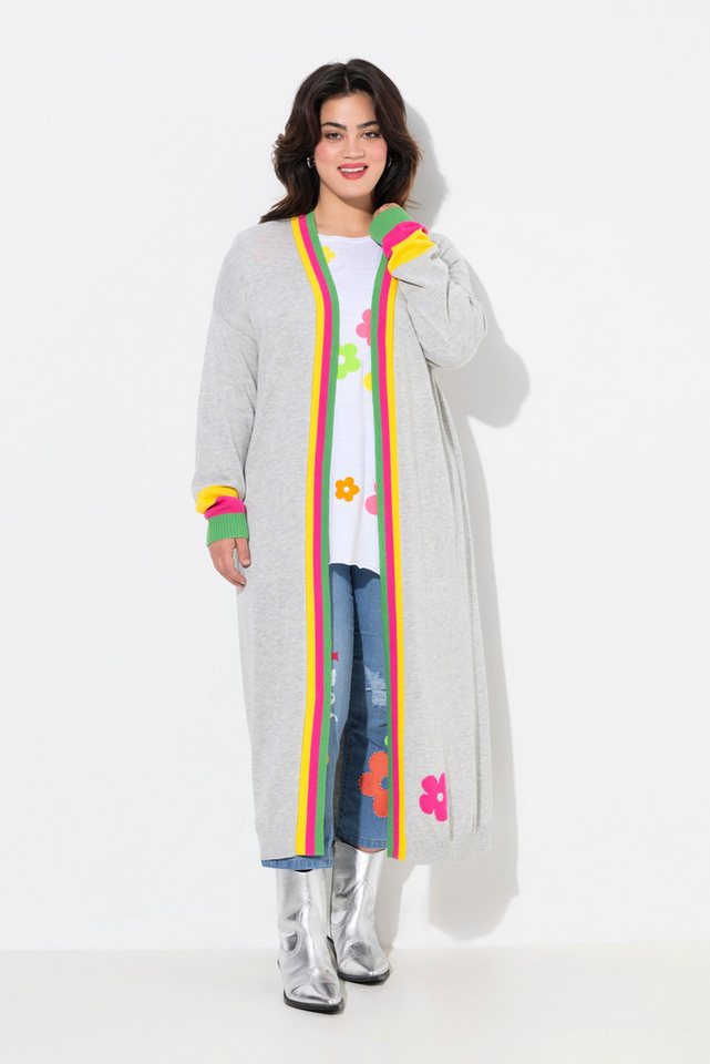 Angel of Style Strickjacke Long-Strickjacke Straight Fit Neon-Rippbündchen von Angel of Style