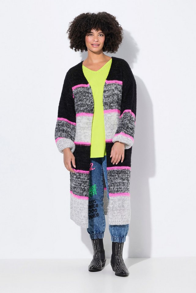 Angel of Style Strickjacke Strickjacke lang Neonstreifen offene Form von Angel of Style