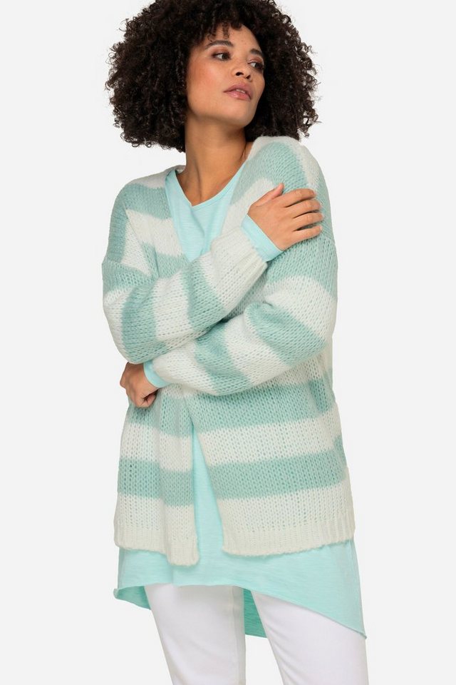 Angel of Style Strickjacke Strickjacke oversized Blockstreifen offene Form von Angel of Style