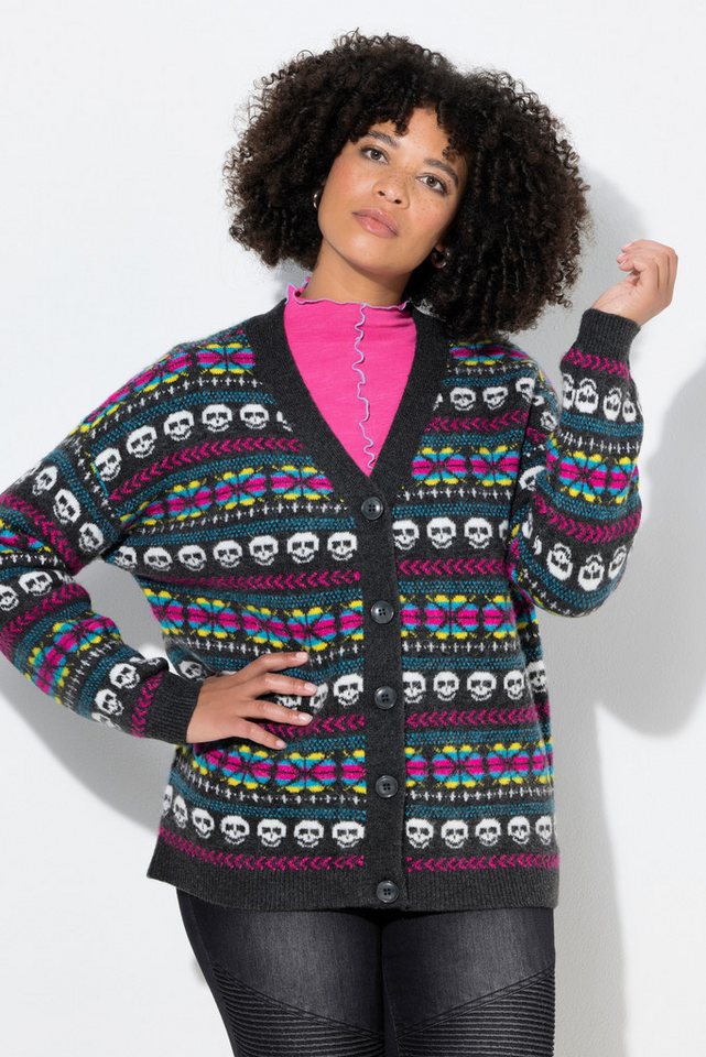 Angel of Style Strickjacke Strickjacke oversized Totenköpfe Ballon-Langarm Angel of Style Strickjacke Strickjacke oversized Totenköpfe Ballon-Langarm von Angel of Style