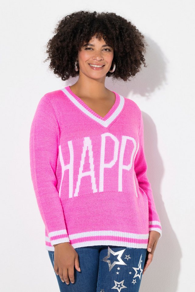 Angel of Style Strickpullover Pullover Straight Fit HAPPY Schriftzug Langarm von Angel of Style