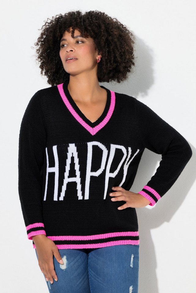Angel of Style Strickpullover Pullover Straight Fit HAPPY Schriftzug Langarm von Angel of Style