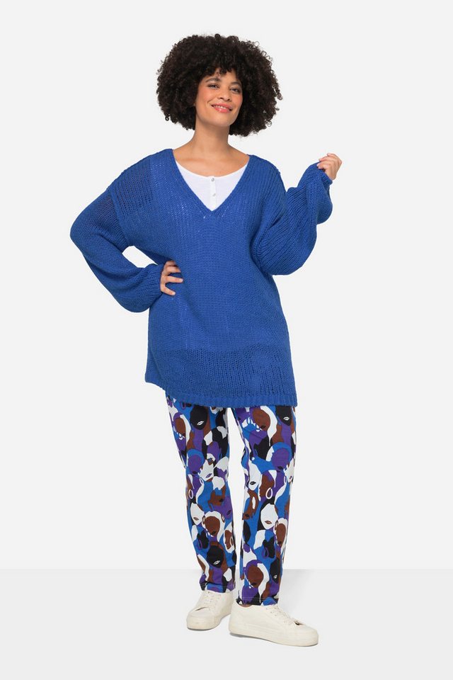 Angel of Style Strickpullover Pullover oversized Ballonärmel V-Ausschnitt. von Angel of Style