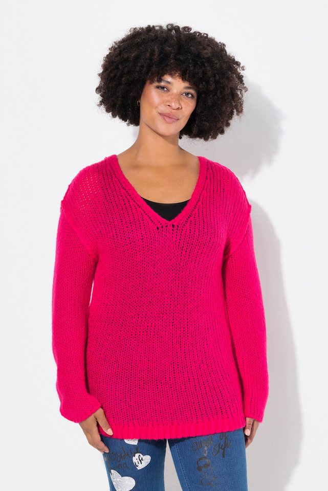 Angel of Style Strickpullover Pullover oversized Ballonärmel V-Ausschnitt. von Angel of Style