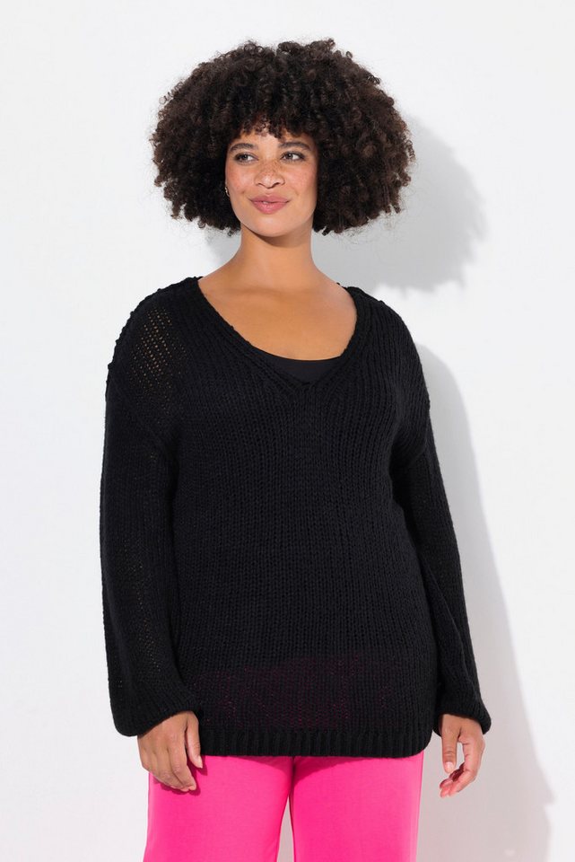 Angel of Style Strickpullover Pullover oversized Ballonärmel V-Ausschnitt. von Angel of Style