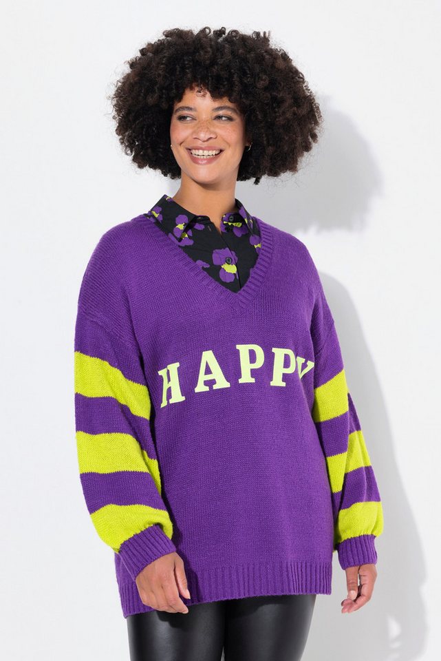 Angel of Style Strickpullover Pullover oversized HAPPY Ringel-Ärmel von Angel of Style