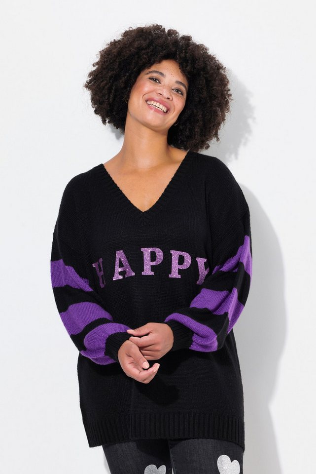 Angel of Style Strickpullover Pullover oversized HAPPY Ringel-Ärmel von Angel of Style