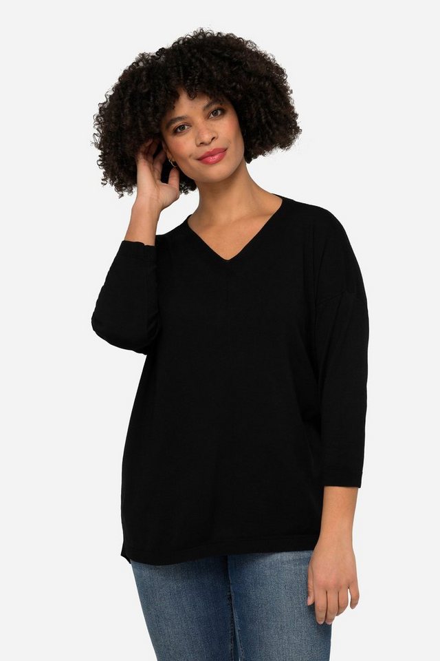 Angel of Style Strickpullover Pullover oversized doppelter V-Ausschnitt Langarm von Angel of Style