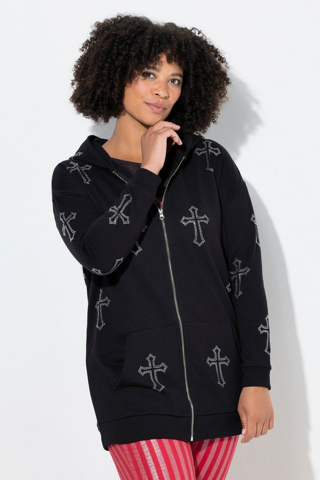 Angel of Style Sweatjacke Sweatjacke Oversize Fit Glitzer-Kreuze Kapuze von Angel of Style