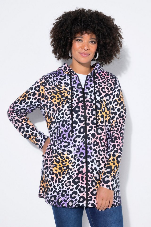 Angel of Style Sweatjacke Sweatjacke Straight Shape farbiges Leo-Muster von Angel of Style