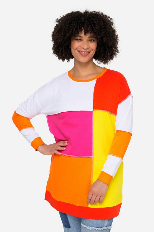 Angel of Style Sweatshirt Sweater Colorblocking-Druck Rundhals Langarm von Angel of Style