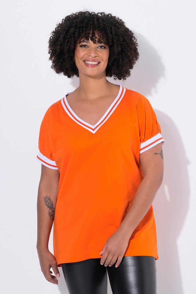 Angel of Style Sweatshirt Sweater oversized V-Ausschnitt Streifenbündchen von Angel of Style
