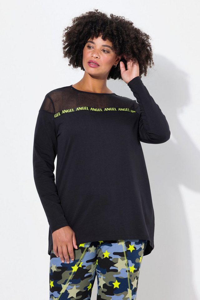 Angel of Style Sweatshirt Sweatshirt A-Linie Mesh-Einsatz Wording-Tap von Angel of Style