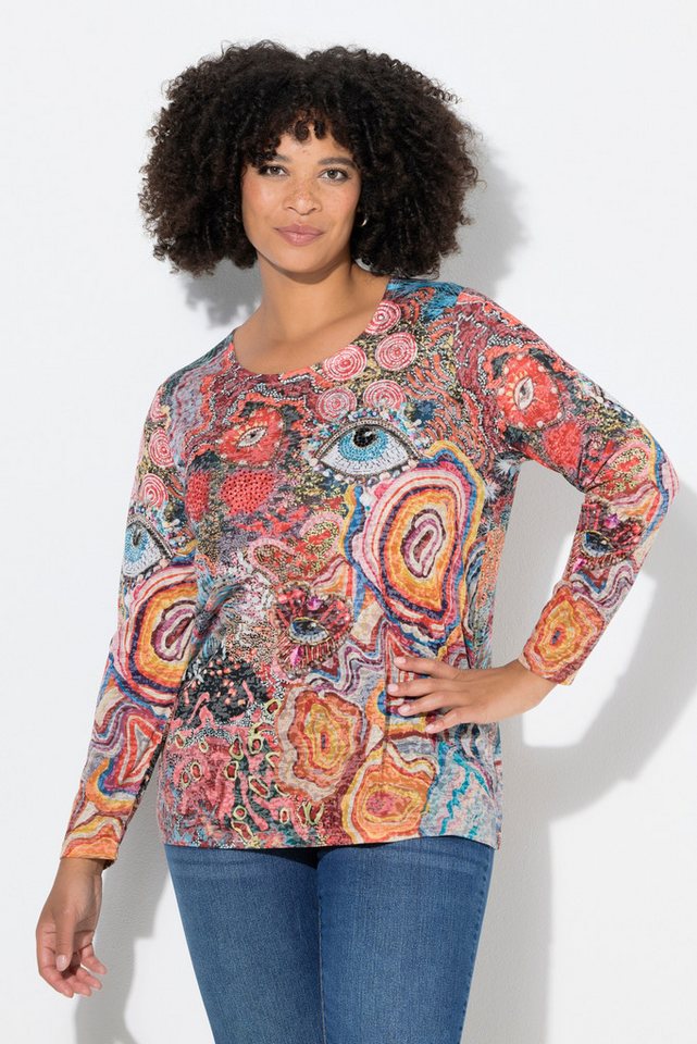 Angel of Style T-Shirt Langarmshirt Glitzersteinchen Patchprint von Angel of Style