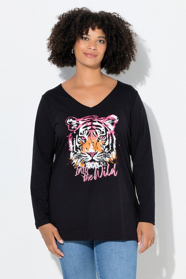 Angel of Style T-Shirt Langarmshirt Glitzersteinchen auf dem Tigermotiv von Angel of Style