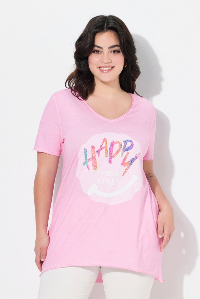 Angel of Style T-Shirt T-Shirt A-Linie Regenbogen-Pailletten-Smiley von Angel of Style