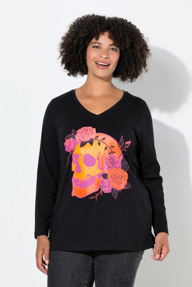 Angel of Style T-Shirt T-Shirt Totenkopf mit Rosen Langarm von Angel of Style