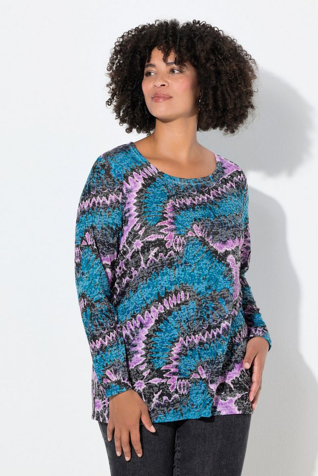 Angel of Style T-Shirt T-Shirt bequeme Passform Batikmuster Langarm von Angel of Style