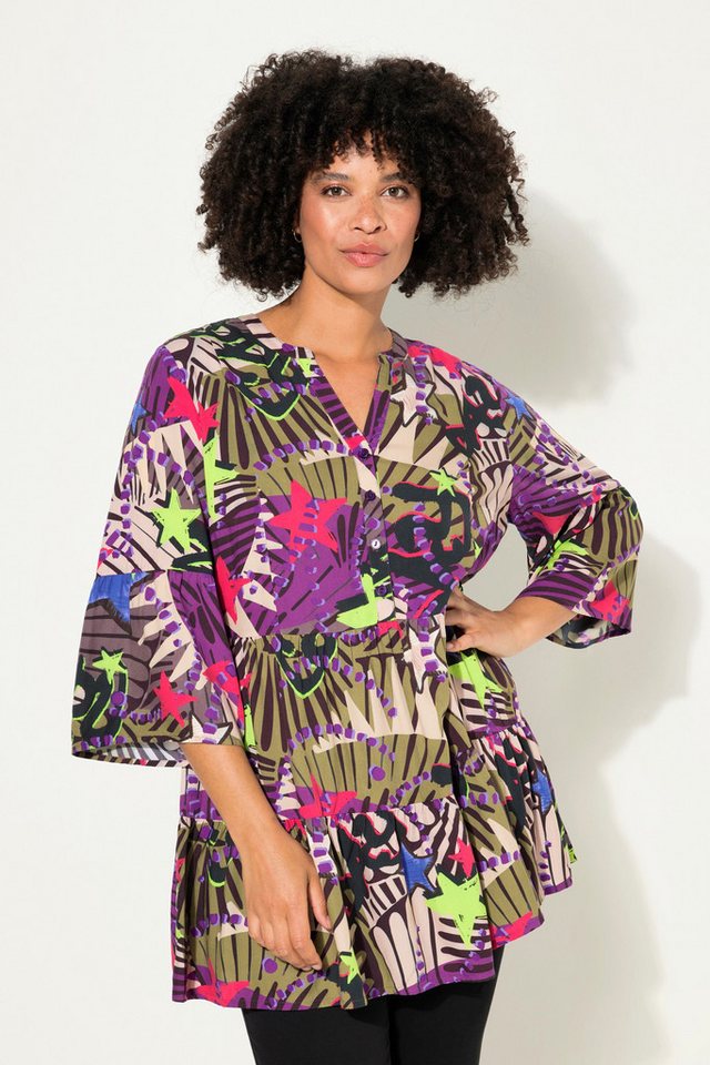 Angel of Style Tunika Bluse Sternen-Mustermix Knopfleiste 3/4-Ärmel von Angel of Style