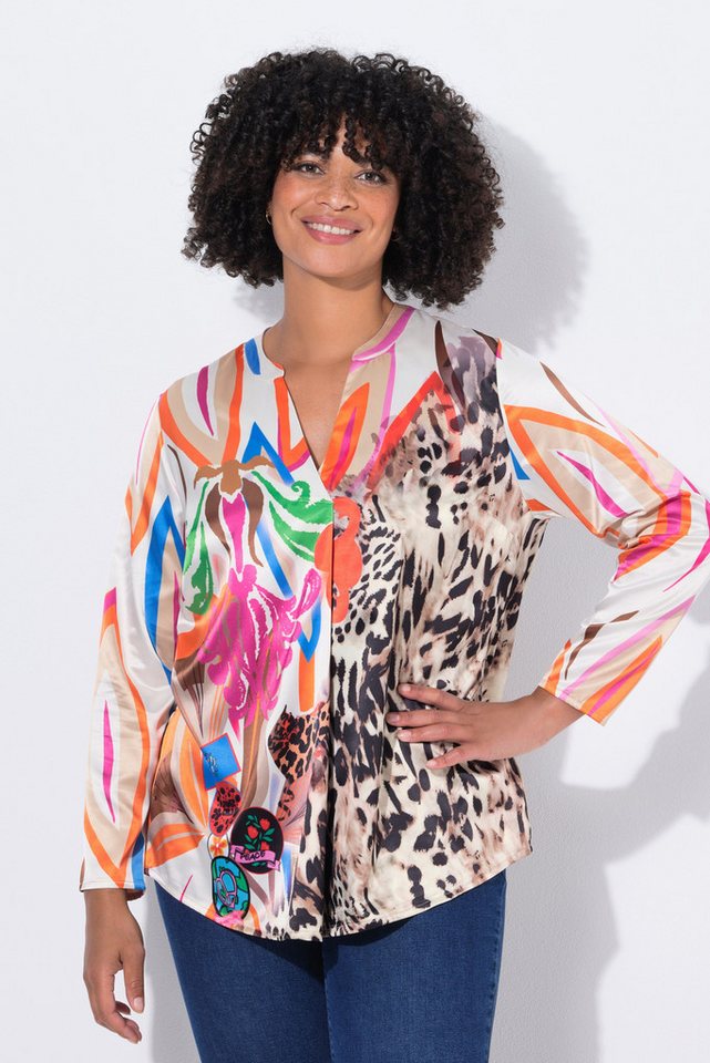 Angel of Style Tunika Satin-Tunika A-Linie Alloverdruck Langarm von Angel of Style