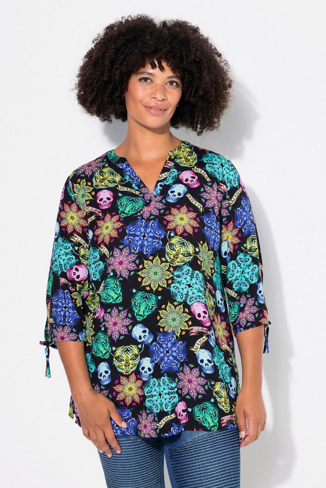 Angel of Style Tunika Tunika A-Linie Totenkopf-Muster 3/4-Ärmel von Angel of Style