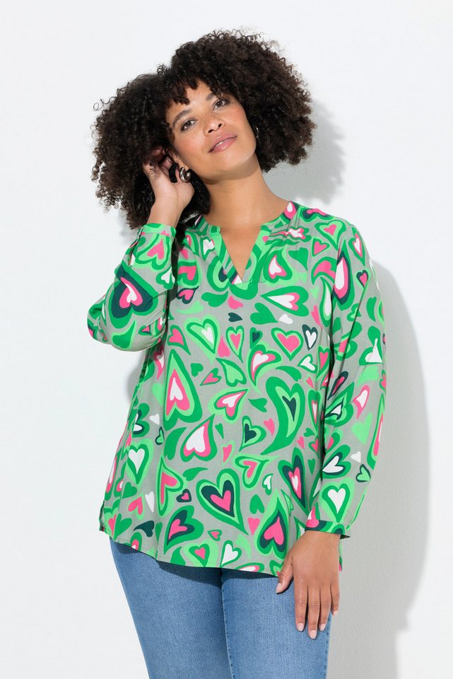 Angel of Style Tunika Tunika Herzmuster Tunika-Ausschnitt Langarm von Angel of Style