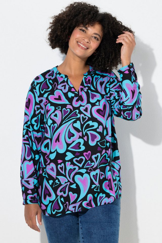 Angel of Style Tunika Tunika Herzmuster Tunika-Ausschnitt Langarm von Angel of Style