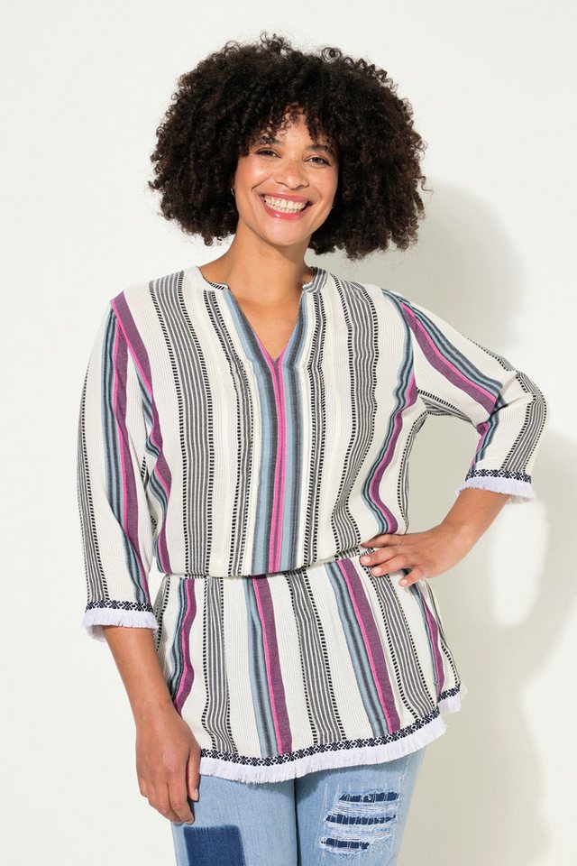 Angel of Style Tunika Tunika Jacuard-Streifen Biesen 3/4-Ärmel von Angel of Style