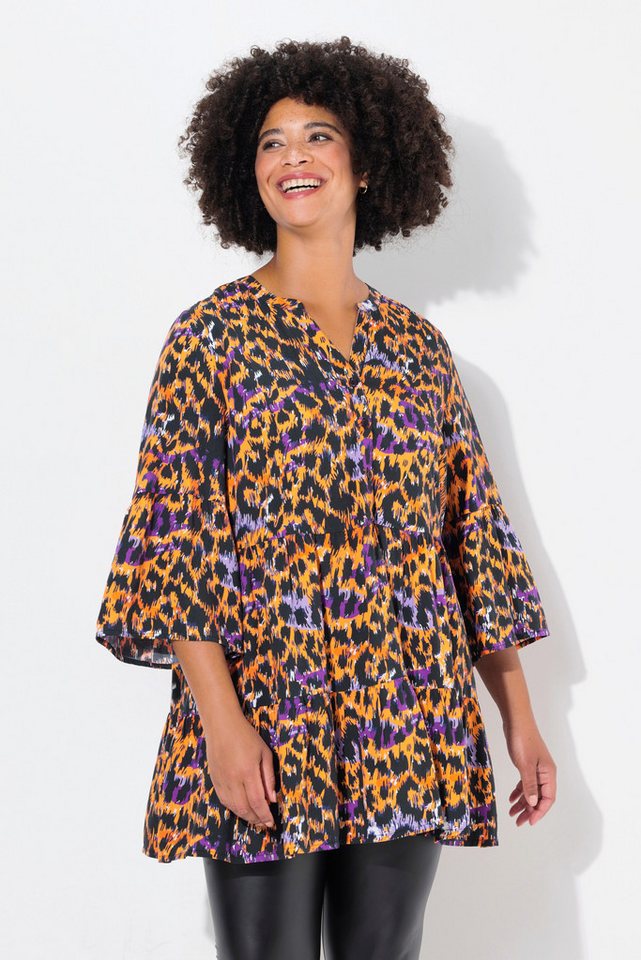 Angel of Style Tunika Tunika farbiges Leo-Muster Volants von Angel of Style