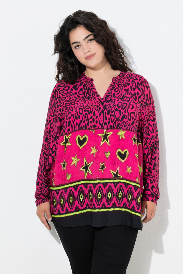 Angel of Style Tunika Tunika farbiges Leomuster Saumstreifen von Angel of Style