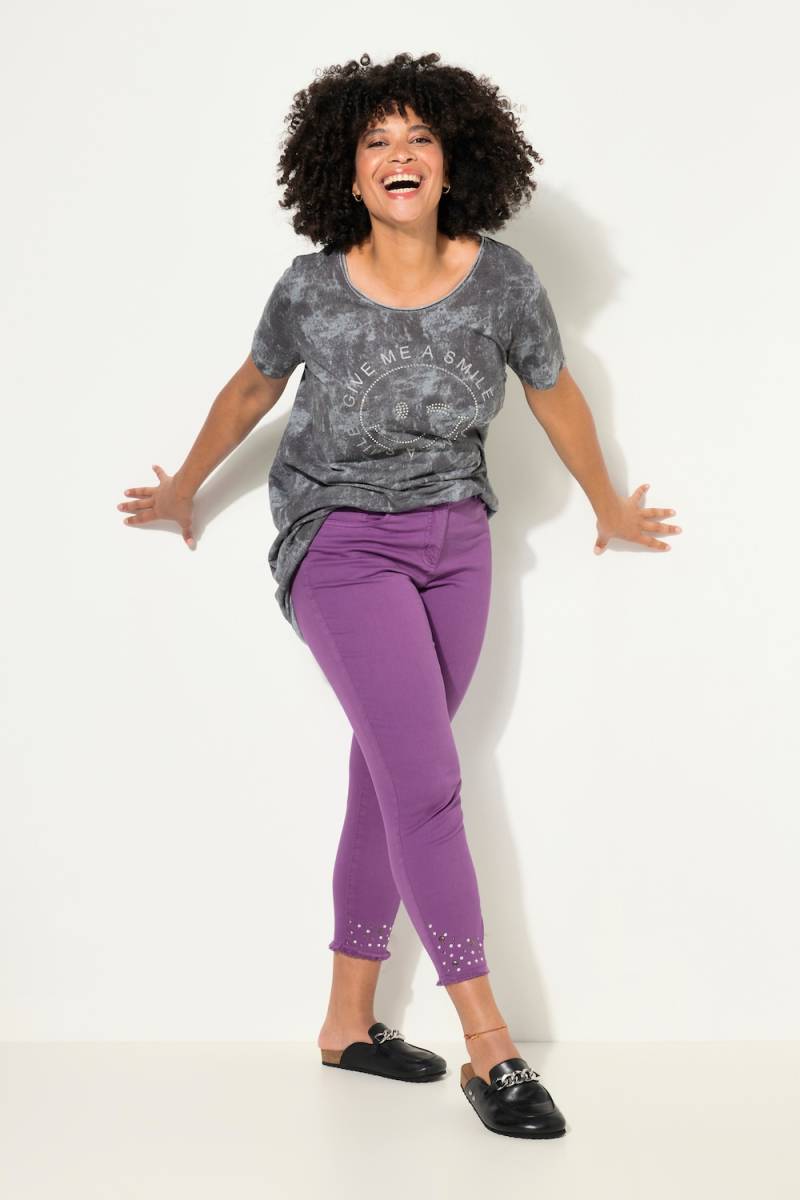 Große Größen 7/8-Twillhose, Damen, lila, Größe: 46, Baumwolle, Angel of Style von Angel of Style