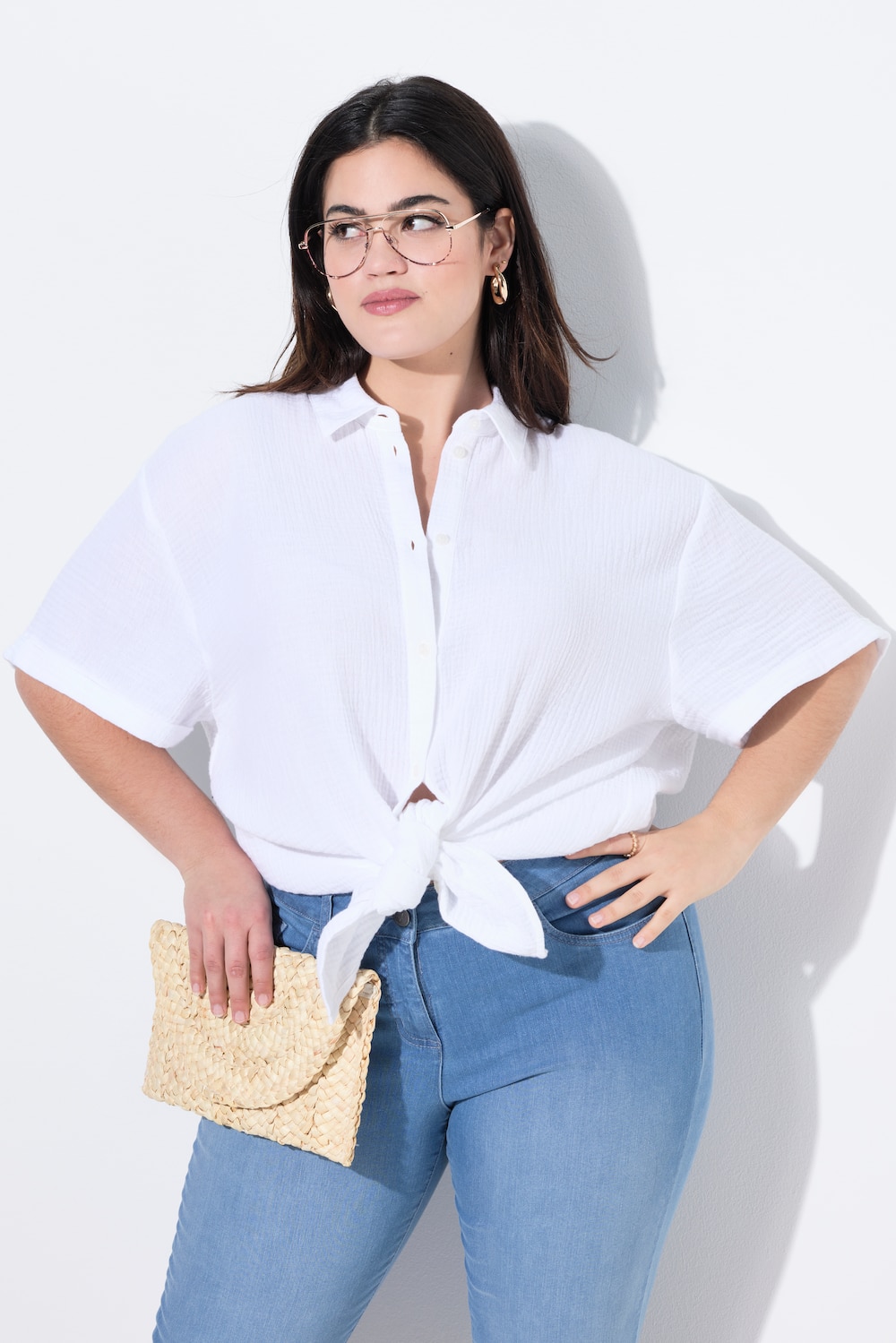 Große Größen Bluse, Damen, weiß, Größe: 60, Baumwolle, Angel of Style von Angel of Style