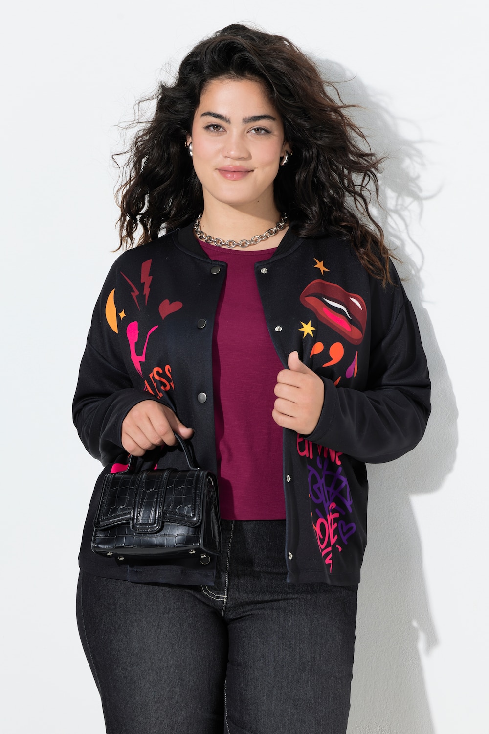 Große Größen College-Jacke, Damen, schwarz, Größe: 56, Polyester, Angel of Style Große Größen College-Jacke, Damen, schwarz, Größe: 56, Polyester, Angel of Style von Angel of Style