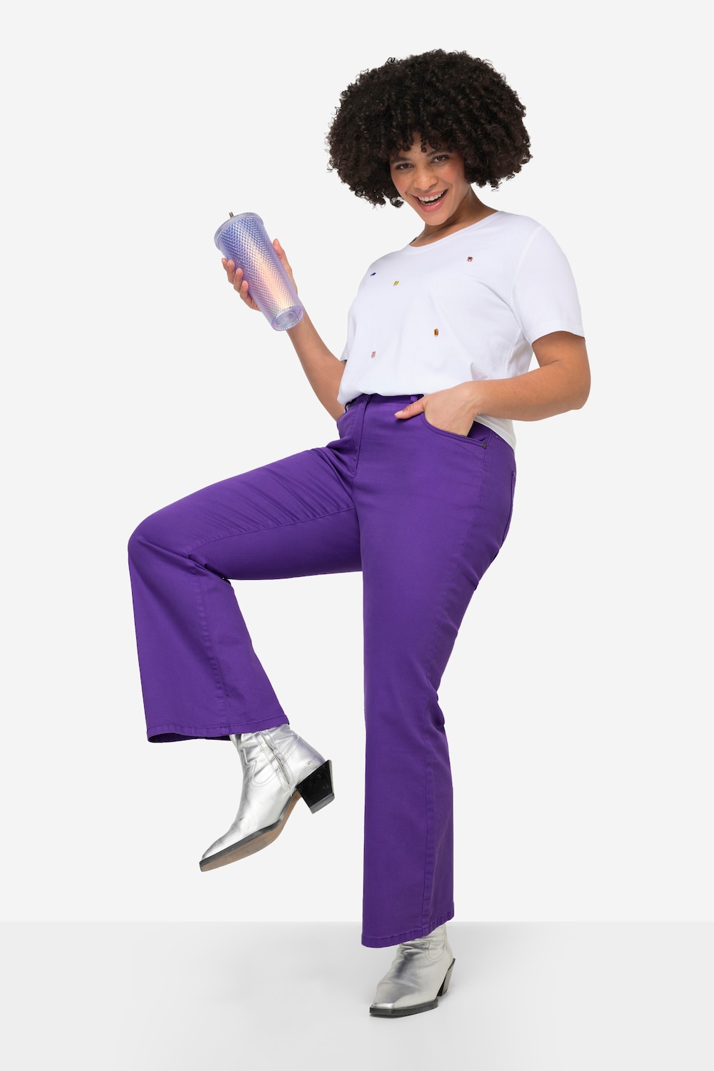 Große Größen Color-Jeans, Damen, lila, Größe: 50, Baumwolle, Angel of Style von Angel of Style