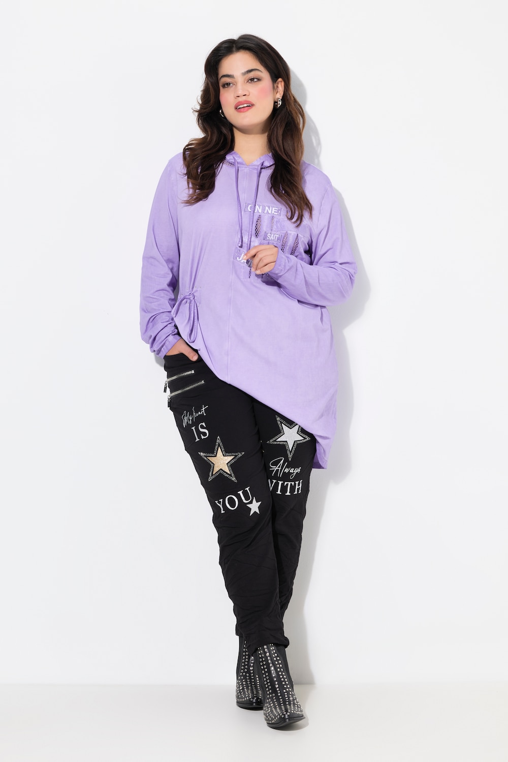 Große Größen Crinkle-Hose, Damen, schwarz, Größe: 42, Viskose/Synthetische Fasern, Angel of Style von Angel of Style