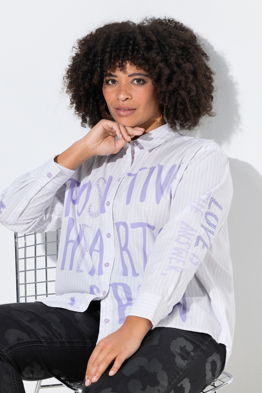 Große Größen Hemdbluse, Damen, lila, Größe: 54, Baumwolle, Angel of Style von Angel of Style