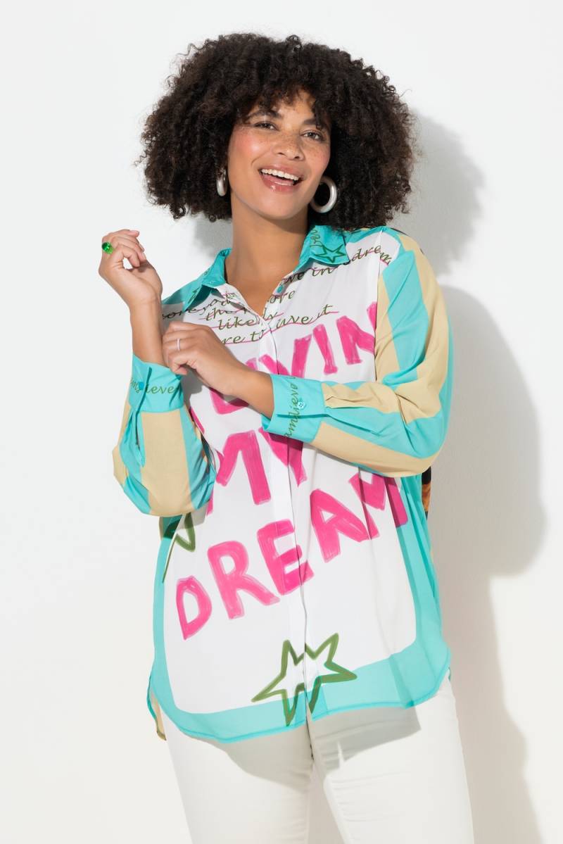 Große Größen Hemdbluse, Damen, türkis, Größe: 56, Polyester, Angel of Style von Angel of Style