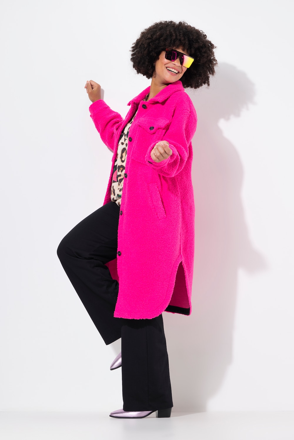 Große Größen Hemdjacke, Damen, rosa, Größe: 48, Polyester, Angel of Style von Angel of Style