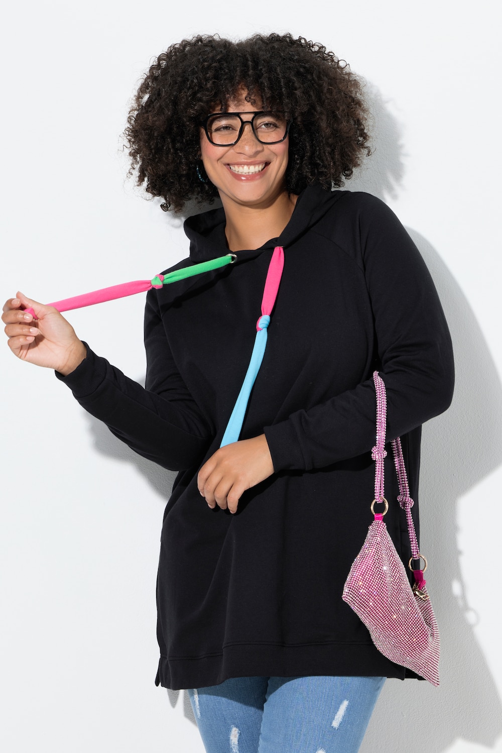 Große Größen Hoodie, Damen, schwarz, Größe: 50, Baumwolle/Polyester, Angel of Style von Angel of Style