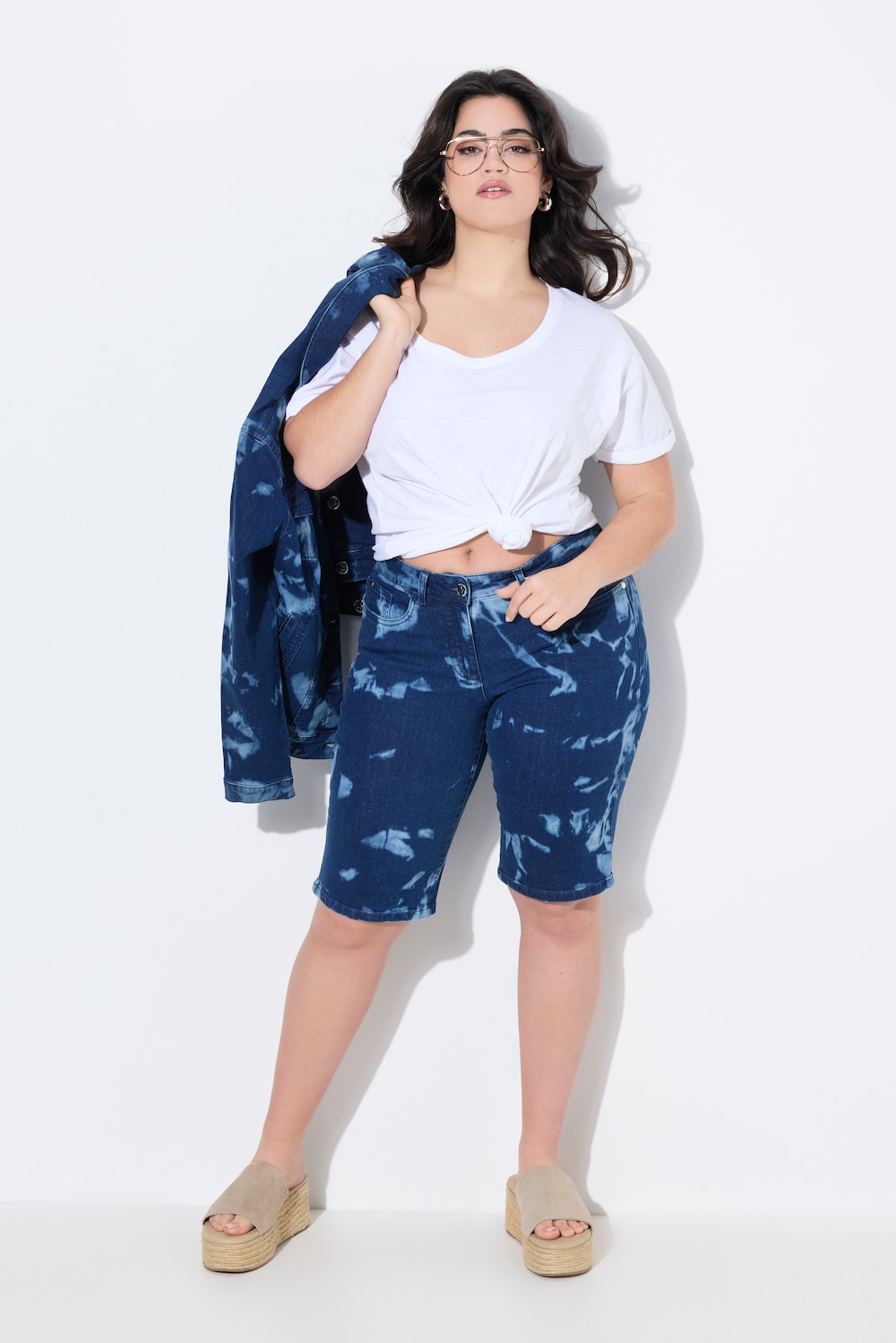 Große Größen Jeans-Bermuda Berry, Damen, blau, Größe: 46, Baumwolle, Angel of Style von Angel of Style