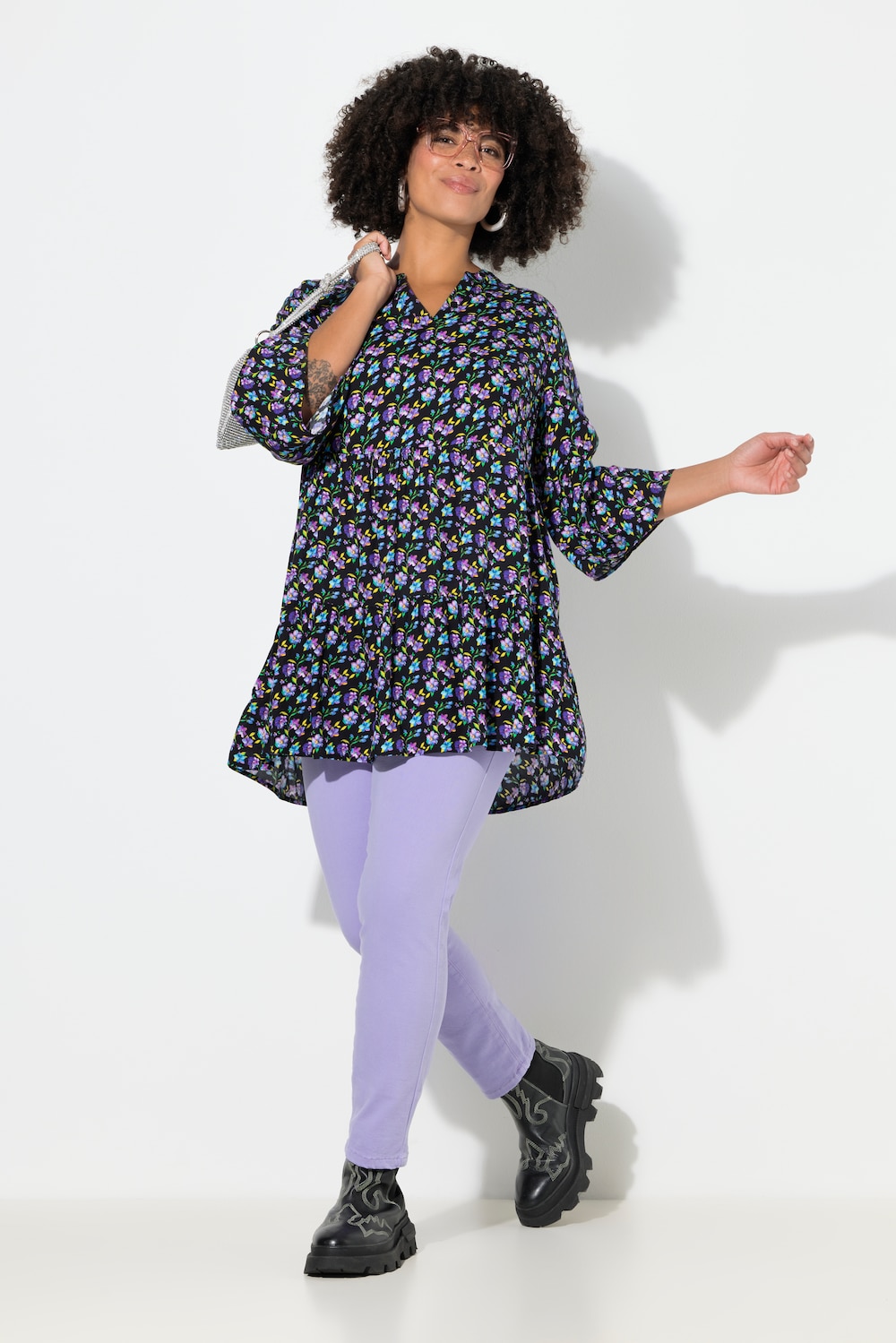 Große Größen Jeans Emma, Damen, lila, Größe: 50, Baumwolle, Angel of Style von Angel of Style