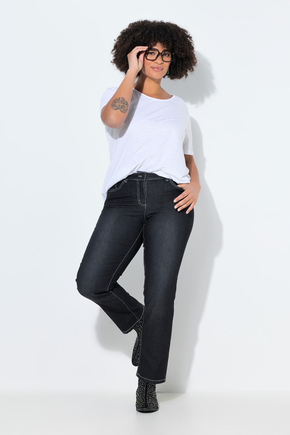 Große Größen Jeans Paula, Damen, schwarz, Größe: 112, Baumwolle/Polyester, Angel of Style von Angel of Style