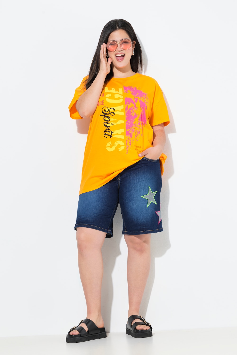 Große Größen Jeans-Shorts, Damen, blau, Größe: 42, Baumwolle, Angel of Style von Angel of Style