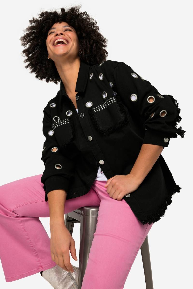 Große Größen Jeansjacke, Damen, schwarz, Größe: 50, Baumwolle, Angel of Style von Angel of Style