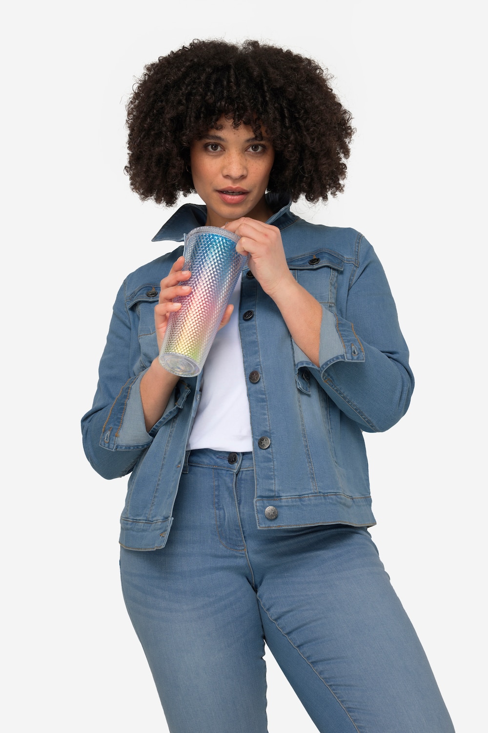 Große Größen Jeansjacke Frieda, Damen, blau, Größe: 56, Baumwolle, Angel of Style von Angel of Style