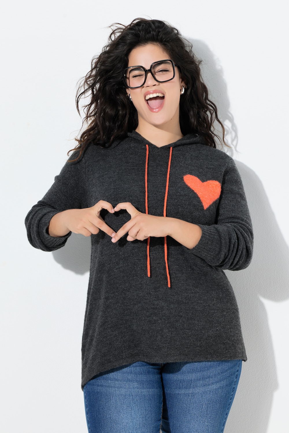 Große Größen Kapuzen-Pullover, Damen, grau, Größe: 54/56, Synthetische Fasern/Polyester, Angel of Style von Angel of Style