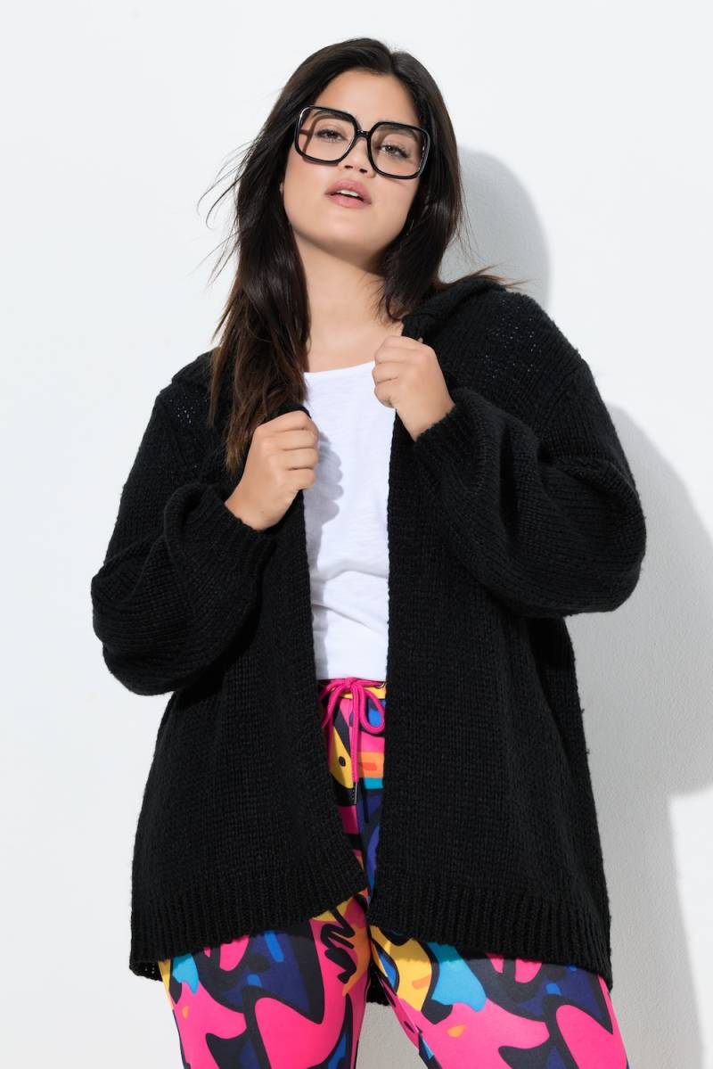 Große Größen Kapuzen-Strickjacke, Damen, schwarz, Größe: 46/48, Synthetische Fasern, Angel of Style von Angel of Style